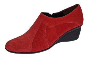 Botine dama rosii din piele naturala intoarsa cu platforme de 5 cm - Mira Velur - Img 5