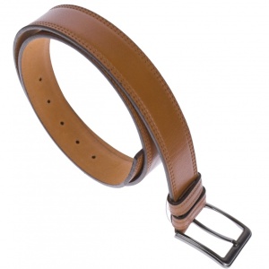 Curea barbati, casual-eleganta, din piele naturala, cusatura dubla, maro, latime 3.5cm - LS101M - Img 4