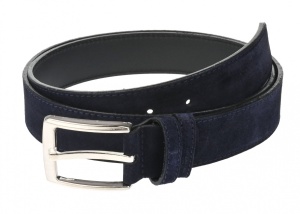 Curea barbati eleganta din piele naturala intoarsa bleumarin 3.5 cm - CK2283BLM - Img 2