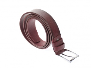 Curea barbati eleganta, din piele naturala, visinie 3.5 cm - DR1527VIS - Img 3