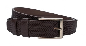 Curea barbati, eleganta, pentru costum, din piele naturala, Maro, 3cm - CK79M - Img 2