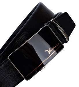 Curea barbati, eleganta pentru costum, din piele naturala, Negru 3.5cm - CK43N - Img 2
