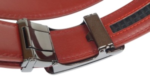 Curea barbati eleganta pentru costum piele naturala, Bordeaux, 3.5cm TK12BR - Img 4