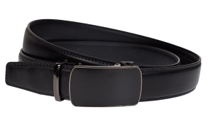 Curea eleganta barbati pentru costum, piele naturala de culoare neagra 3.5cm TK12NBOX - Img 4