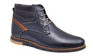 Ghete barbati casual, din piele naturala, cu siret, imblanite, GKR Rome - GKR64BL - Img 1