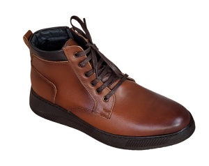 Ghete barbati Casual, din piele naturala imblanite, cu fermoar, Maro PH350MBOX
