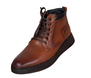 Ghete barbati Casual, din piele naturala imblanite, cu fermoar, Maro PH350MBOX - Img 10