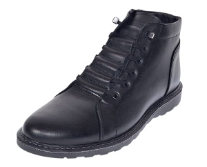 Ghete barbati casual din piele naturala imblanite Negre GS2021N - Img 9