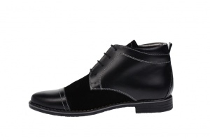 Ghete barbati casual din piele naturala, imblanite, negru combinat, BOND1NN - Img 5