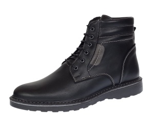 Ghete barbati din piele naturala cu siret si fermoar (imblanite) Corsa Negru GKR7XN - Img 3