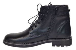 Ghete casual barbati din piele naturala imblanite Tomy Negru GKR26N - Img 10