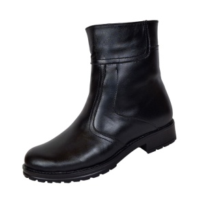 Ghete dama casual din piele naturala, cu fermoar, imblanite, Negru, GXXLN - Img 4