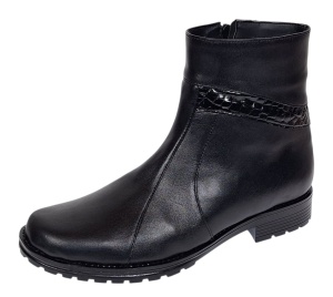 Ghete dama casual din piele naturala cu fermoar negre imblanite B5N - Img 2