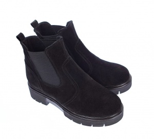 Ghete dama casual din piele naturala intoarsa culoare neagra Katy