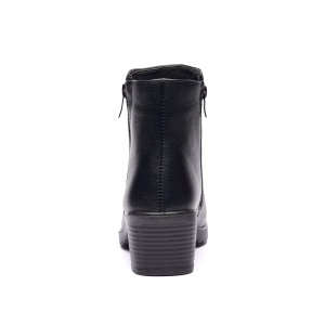 Ghete dama din piele eco cu fermoar imblanite Negru JF-51N - Img 6