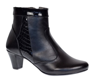 Ghete dama din piele naturala cu fermoar, imblanite, Negru, MV62N - Img 2