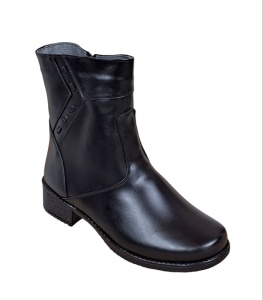 Ghete dama din piele naturala cu fermoar - Model negru imblanit 709N - Img 10