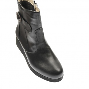 Ghete dama din piele naturala, cu fermoar, negre, IMBLANITE - MVS52N - Img 2