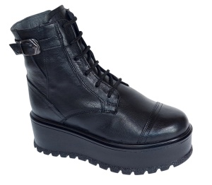 Ghete dama din piele naturala cu platforme de 5cm G215N - Img 7