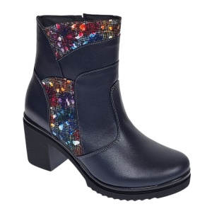 Ghete dama din piele naturala imblanite Bleumarin Amyra MV47BLCOL