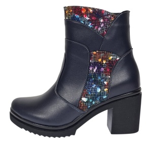Ghete dama din piele naturala imblanite Bleumarin Amyra MV47BLCOL - Img 6
