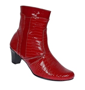 Ghete dama elegante din piele naturala cu fermoar, ghete rosii lacuite MVS65RED