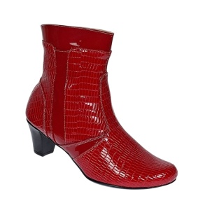 Ghete dama elegante din piele naturala cu fermoar, ghete rosii lacuite MVS65RED - Img 4