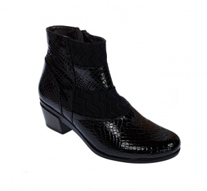 Ghetute dama din piele naturala Croco, cu fermoar, Toc de 5 cm, NEGRU - MVS63CRA - Img 4
