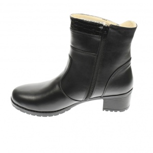 Marimea 37 Ghete dama din piele naturala, cu fermoar, imblanite, Negru LMVS43N - Img 3