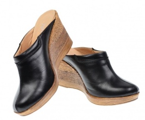 Oferta marimea 35, 38 Saboti dama negri din piele naturala cu platforme de 7 cm - LTEA19N - Img 2