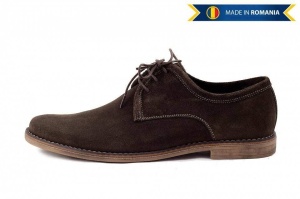 OFERTA marimea 37, 38, 39 - Pantofi barbati, casual - eleganti din piele naturala intoarsa, maro - LPAMVEL - Img 2