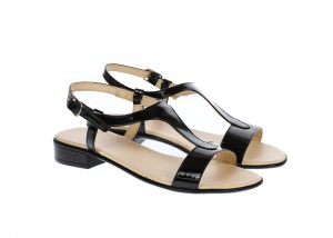Oferta Marimea 38, 40 Sandale dama negre din piele naturala lac - LS16NLAC