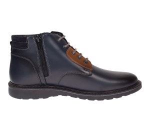 Oferta Marimea 41 Ghete piele naturala barbati imblanite cu siret si fermoar Corsa Blue LGKR3XBL - Img 9