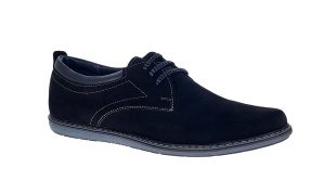 Pantofi barbati casual din piele naturala antilopa - Model Negru 338 VELN