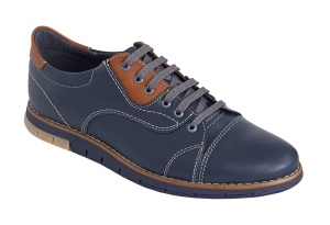 Pantofi barbati, casual din piele naturala, Bleumarin, GKR67BL - Img 5