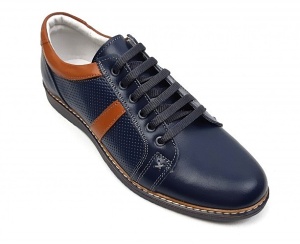 Pantofi barbati casual din piele naturala, bleumarin, TENMARIOBLM - Img 5