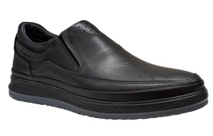 Pantofi barbati, casual, din piele naturala, cu elastic, Negru, 788N