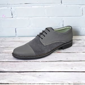 Pantofi barbati casual din piele naturala, culoare Gri - 858GG - Img 9