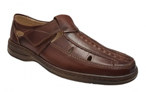 Pantofi barbati casual din piele naturala, decupati, cu scai, calapod lat - GKR24M - Img 1