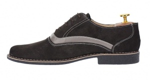 Pantofi barbati casual din piele naturala intoarsa, culoare gri inchis, P37GRIVEL - Img 4