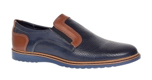 Pantofi barbati casual din piele naturala - Model bleumarin cu maro - GKR332EBL