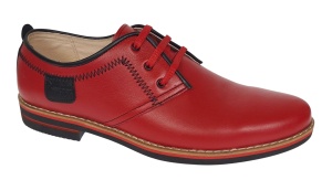 Pantofi barbati casual din piele naturala - Rosu 501RN Marimea 39