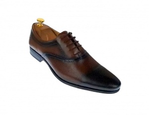 Pantofi barbati eleganti, cu siret, din piele naturala maro - CRISMARO - Img 2
