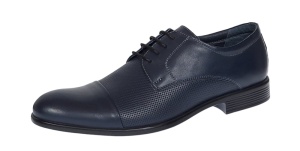 Pantofi barbati eleganti din piele naturala bleumarin inchis - 8305BLUE - Img 2