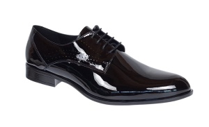 Pantofi barbati eleganti din piele naturala calapod lat Negru Lacuit GKR016NL - Img 9