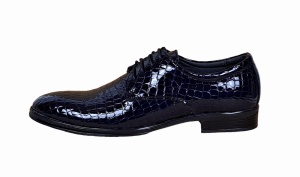 Pantofi barbati eleganti din piele naturala, Croco, bleumarin inchis, LAC, TESTCROCOBL - Img 8