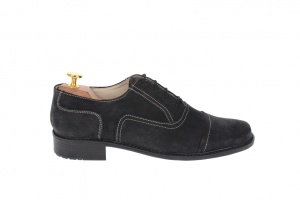 Pantofi barbati eleganti din piele naturala, intoarsa, culoare gri inchis, P32G - Img 3