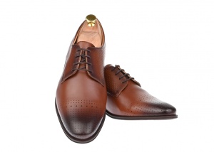 Pantofi barbati eleganti din piele naturala maro cu perforatii 361 Maro Marimea 42 - Img 2