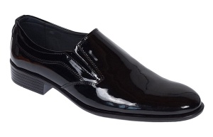 Pantofi barbati eleganti din piele naturala Negru Lac - Model fara siret Mateo