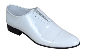 Pantofi barbati eleganti pentru ceremonii din piele naturala lac, alb MOD1ALAC - Img 1